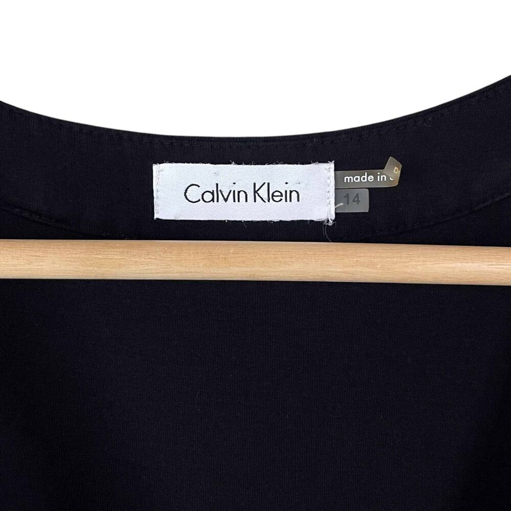 Women's Calvin Klein Sleeveless Ruched Sleeveless Mini Tank Dress Black Size 14 - Picture 3 of 7